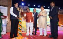 Hon'ble Shri Devendra Fadnavis, Chief Minister, GoM lighting the lamp during inauguration of the World Environment Day program held at Y. B. Chavan Auditorium, Mumbai on 5th June 2017. Hon'ble Shri Ramdasji Kadam, Minister for Environment and Forest, GoM, Shri Sumit Mallik (IAS), Chief Secretary, GoM and Dr. P. Anbalagan (IAS), Member Secretary graced the occasion with their august presence.