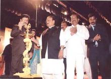 ( L to R ) :- Hon'ble Shri Ashok Chavan, Chief Minister, Govt. of Maharashra, Hon'ble Shri Chagan Bhujbal, Dy. Chief Minister, Govt.of Maharashtra, Hon'ble Shri Ganesh Naik, Environment Minister, Govt. of Maharashtra, Shri Sanjay Khandare, Member Secretary, MPCB